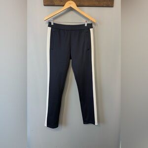 Tory Burch Sport Navy & White stripped casual joggers Small w ankle zippers